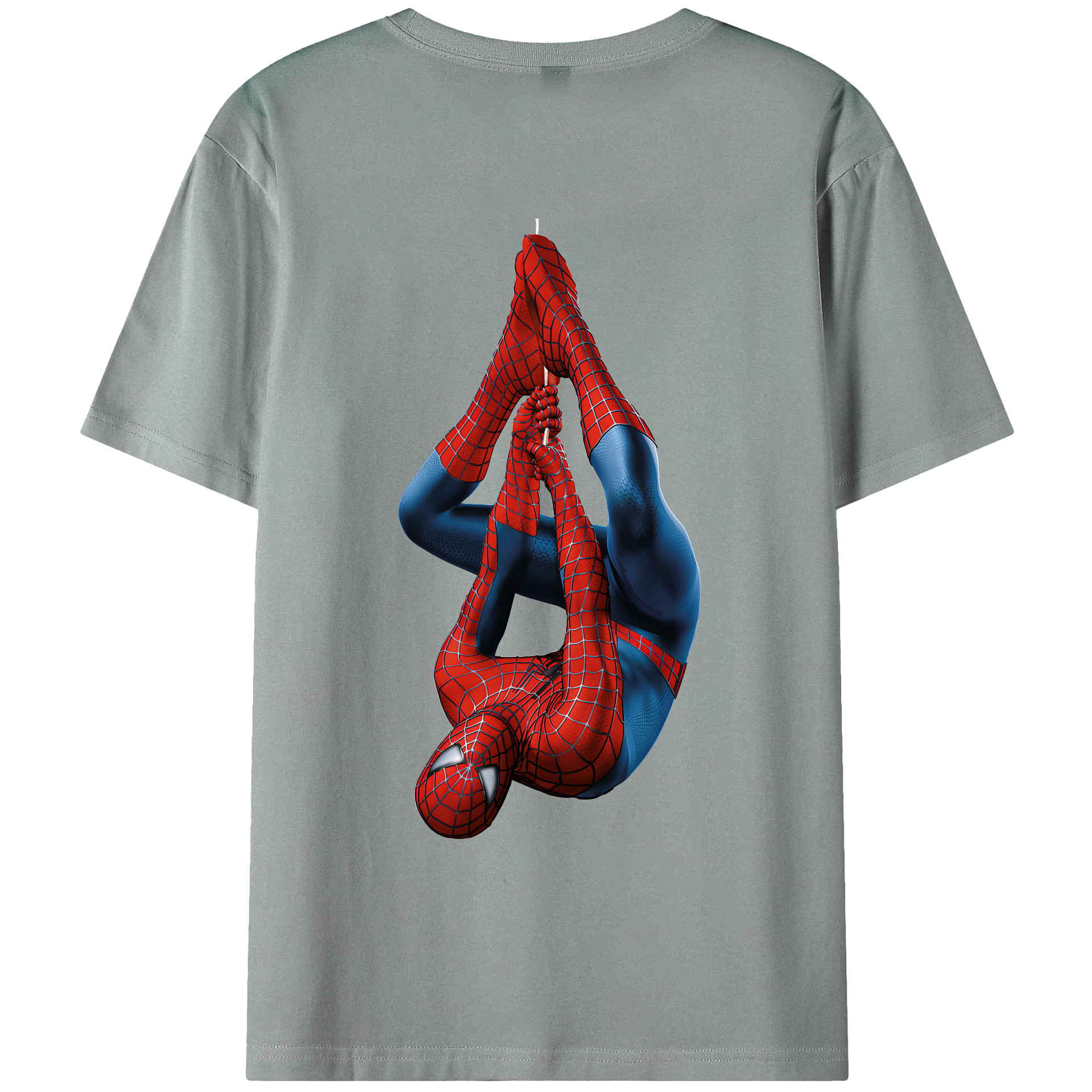 （画像用） Spider Man スパイダーマン 綿100％ メンズ半袖Tシャツ（バックプリント） 通気性